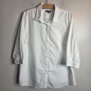 Lands End Supima Cotton White Button Up Shirt 20W